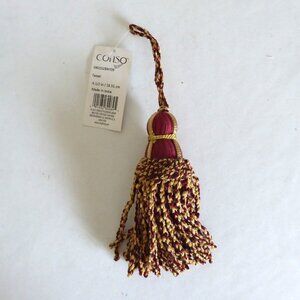 NEW 6.5” DECORATIVE ACCENT RED BURGUNDY GOLD CREAM TASSEL